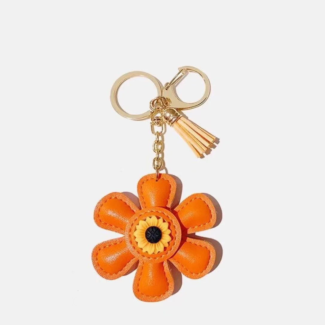 Sunflower Leather Bag Charm - Cheerful & Vibrant Purse Accessory